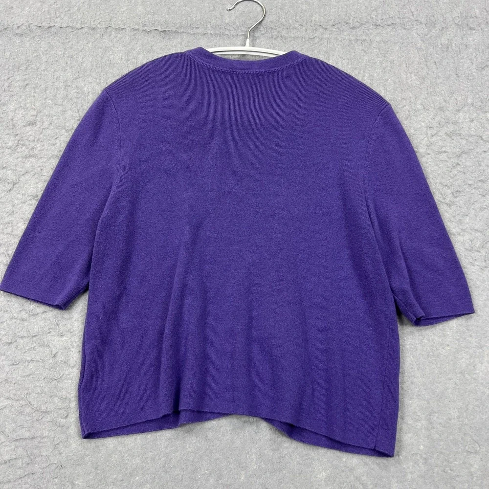 Akris Punto Cardigan Women's 10 Purple Cashmere Silk Button Short Sleeve Sweater - Picture 10 of 11